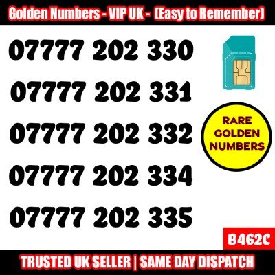 GOLD EASY MOBILE NUMBER MEMORABLE PLATINUM VIP UK PAY AS YOU GO SIM LOT - B462C