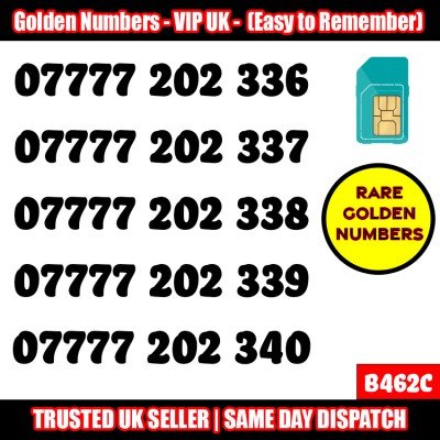 GOLD EASY MOBILE NUMBER MEMORABLE PLATINUM VIP UK PAY AS YOU GO SIM LOT - B462C