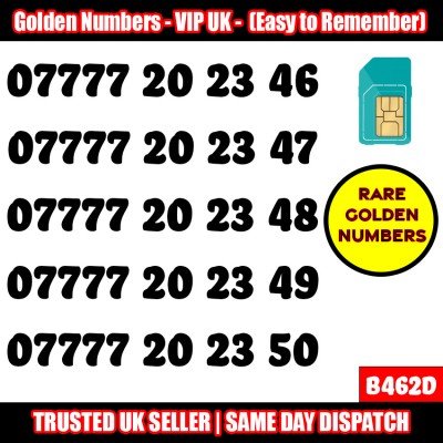 GOLD EASY MOBILE NUMBER MEMORABLE PLATINUM VIP UK PAY AS YOU GO SIM LOT - B462D