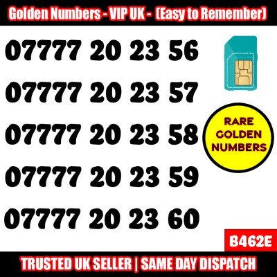 GOLD EASY MOBILE NUMBER MEMORABLE PLATINUM VIP UK PAY AS YOU GO SIM LOT - B462E