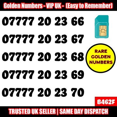 GOLD EASY MOBILE NUMBER MEMORABLE PLATINUM VIP UK PAY AS YOU GO SIM LOT - B462F