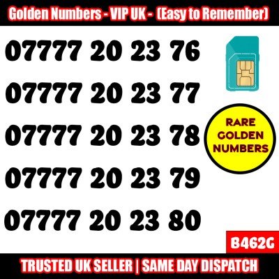 GOLD EASY MOBILE NUMBER MEMORABLE PLATINUM VIP UK PAY AS YOU GO SIM LOT - B462G