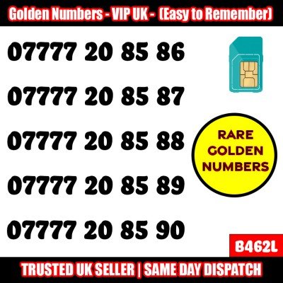 GOLD EASY MOBILE NUMBER MEMORABLE PLATINUM VIP UK PAY AS YOU GO SIM LOT - B462L