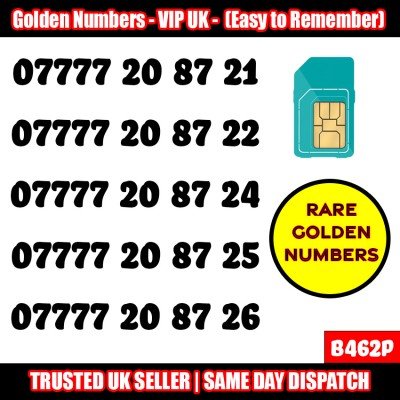 GOLD EASY MOBILE NUMBER MEMORABLE PLATINUM VIP UK PAY AS YOU GO SIM LOT - B462P