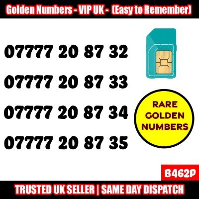 GOLD EASY MOBILE NUMBER MEMORABLE PLATINUM VIP UK PAY AS YOU GO SIM LOT - B462P