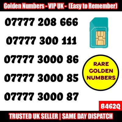 GOLD EASY MOBILE NUMBER MEMORABLE PLATINUM VIP UK PAY AS YOU GO SIM LOT - B462Q