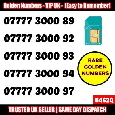 GOLD EASY MOBILE NUMBER MEMORABLE PLATINUM VIP UK PAY AS YOU GO SIM LOT - B462Q