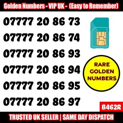 GOLD EASY MOBILE NUMBER MEMORABLE PLATINUM VIP UK PAY AS YOU GO SIM LOT - B462R