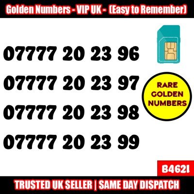 GOLD EASY MOBILE NUMBER MEMORABLE PLATINUM VIP UK PAY AS YOU GO SIM LOT - B462i