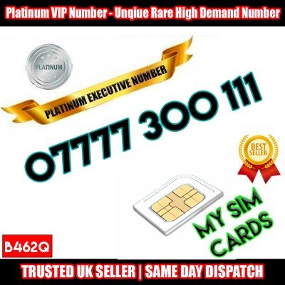 PLATINUM Number - 07777 300 111 - VIP RARE Executive UK SIM Card - B462Q