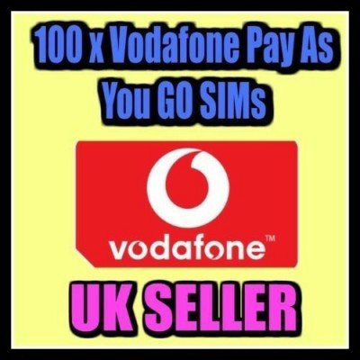 100 x Vodafone Pay As You Go Sim Cards