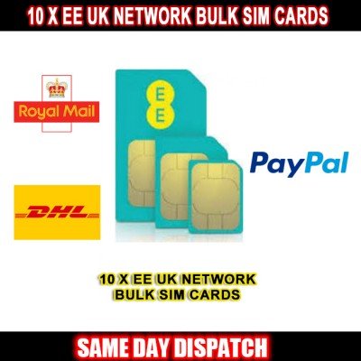 10 x EE UK Network Bulk Sim Cards