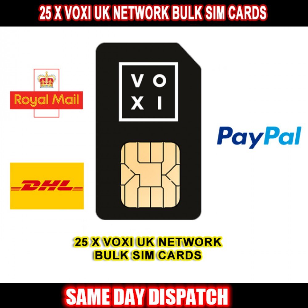 Buy 25 x Voxi UK Network Bulk Sim Cards