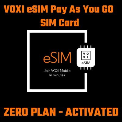 Voxi eSIM UK Pay As You Go Sim Card - Zero Plan - Activated