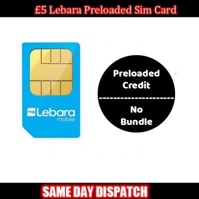 £5 Lebara Mobile Preloaded UK Network Sim Card