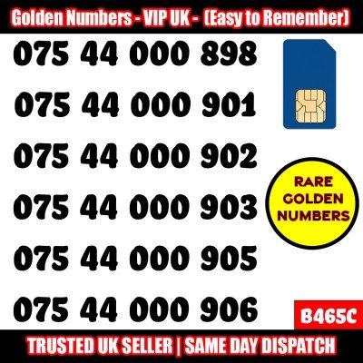 GOLD EASY MOBILE NUMBER MEMORABLE PLATINUM VIP UK PAY AS YOU GO SIM LOT - B465C