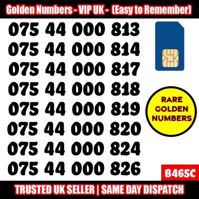 GOLD EASY MOBILE NUMBER MEMORABLE PLATINUM VIP UK PAY AS YOU GO SIM LOT - B465C