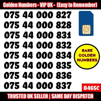 GOLD EASY MOBILE NUMBER MEMORABLE PLATINUM VIP UK PAY AS YOU GO SIM LOT - B465C