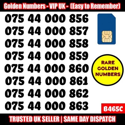 GOLD EASY MOBILE NUMBER MEMORABLE PLATINUM VIP UK PAY AS YOU GO SIM LOT - B465C