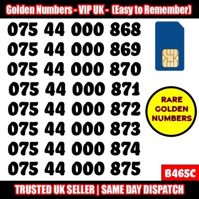 GOLD EASY MOBILE NUMBER MEMORABLE PLATINUM VIP UK PAY AS YOU GO SIM LOT - B465C